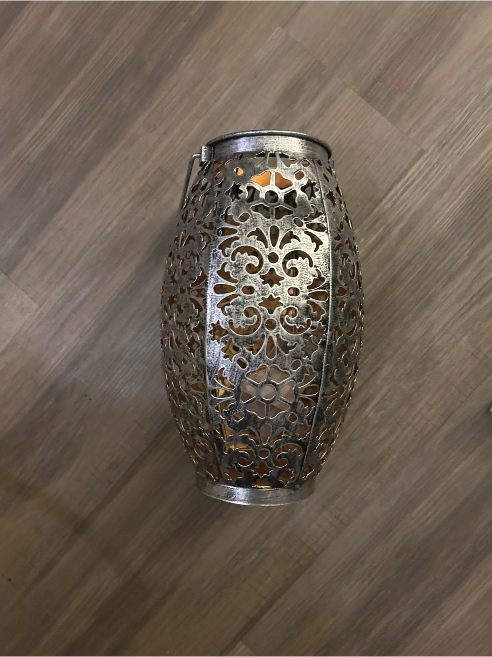 Ornate Metal Lantern - Silver Finish